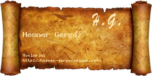 Hesner Gergő névjegykártya